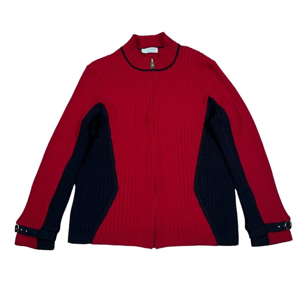 St. John Sport By Marie Red Black Knit Full Zip Y2K Sport Women's Size M-L